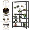 5-Tier Tall Indoor Plant Stand with Hanging Hooks and Large Metal Shelf - Multi-Purpose Display Rack for Garden - 4 of 4