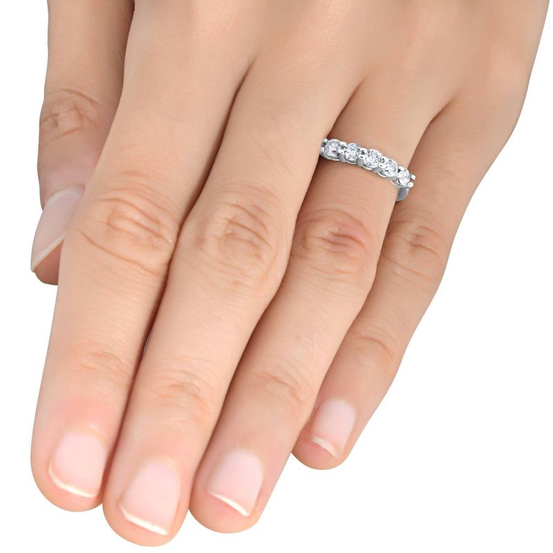 Pompeii3 1/2ct Five Stone Diamond Wedding Ring 14K White Gold, 4 of 6