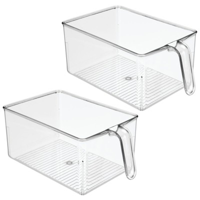 mDesign Kitchen Pantry Cabinet Refrigerator Storage Bin - 2 Pack, Large, Clear