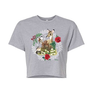 Women's - Disney - Christmas - Family In The Forest Cropped Graphic T-Shirt - 1 of 4