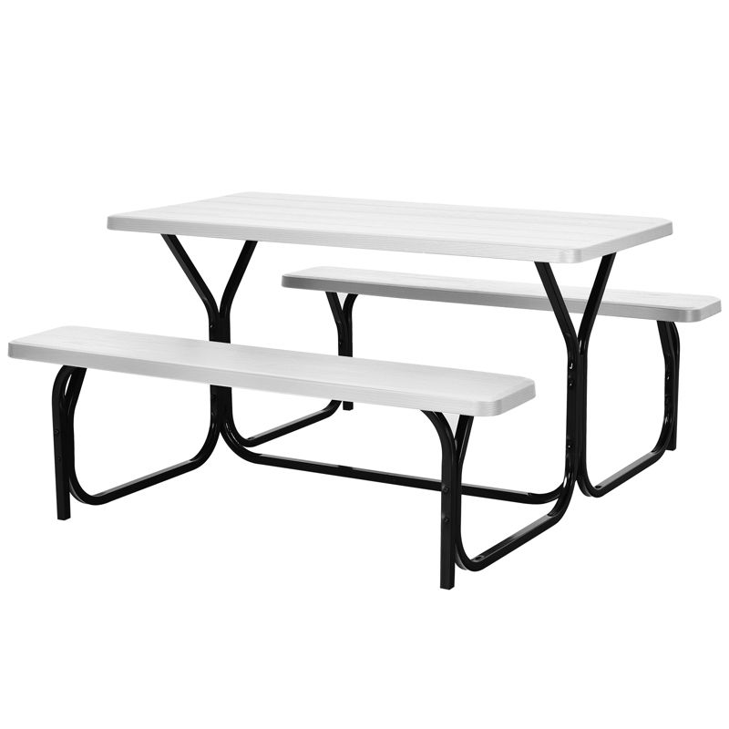 Costway Picnic Table Bench Set Outdoor Backyard Patio Garden Party Dining All Weather White, 2 of 11