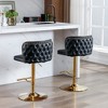 Lyngins Luxury 360° Swivel Counter Height Bar Stool Set of 2, Adjustable Height Counter Stools with Gold-Plated Base, Back Buttons & Hammered Rivets - 4 of 4