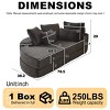 78.5'' Convertible Corduroy Round Sofa Bed, 2-in-1 Oversized Lounge Recliner with Neck & Throw Pillows, Ready to Use-3irtyhousy - 4 of 4