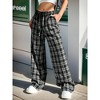Coolmee Women's Plaid Checkered Wide Leg Pants Gingham Drawstring Elastic Waist Pajama Lounge Trousers with Pockets - 4 of 4