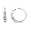 Haus of Brilliance Silver 1/2 Cttw Lab Grown Round Diamond Floral Cluster Hoop Earrings - 4 of 4