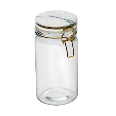 Amici Home Carrara Marble Round Glass Canister, 32oz