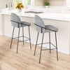 Zuo Modern – Jambi Barstool Set of 2 Black and White, 42.9" H, Shearling Style Fabric with Powder-Coated Steel Legs, Modern Design - 2 of 4