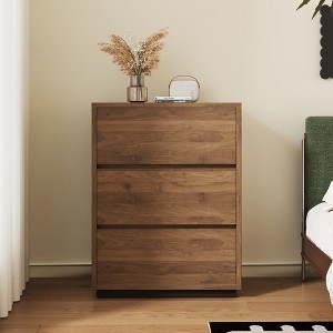 Luck Live Modern 3-Drawer Dresser, Wooden Storage Cabinet with Ample Space, Minimalist Bedroom Chest Walnut Color - 1 of 4