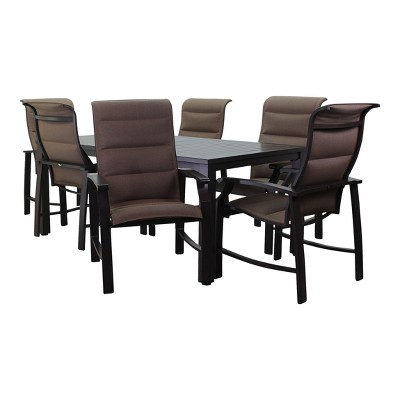 Courtyard Casual Madison 7 pc Rectangle Dining set  Includes:  One 70" Rectangle Table and Six Padded Sling Chairs