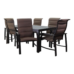 Courtyard Casual Madison 7 pc Rectangle Dining set  Includes:  One 70" Rectangle Table and Six Padded Sling Chairs - 1 of 4