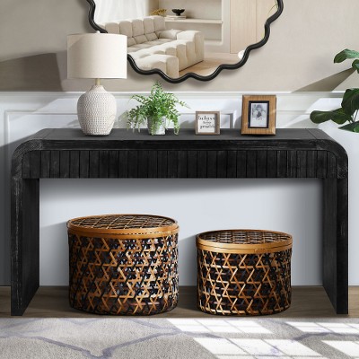 LIVAREEmlen 59'' Vintage Crafted Entryway Table,2 Drawers,Farmhouse Console Table, for Entrance & Dinning Room & Living Room & Hallway, Black
