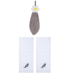 REGALWOVEN 3 Pcs Bathroom Home Decor Cotton Soft Absorbent Floral Hand Towel - 1 of 4