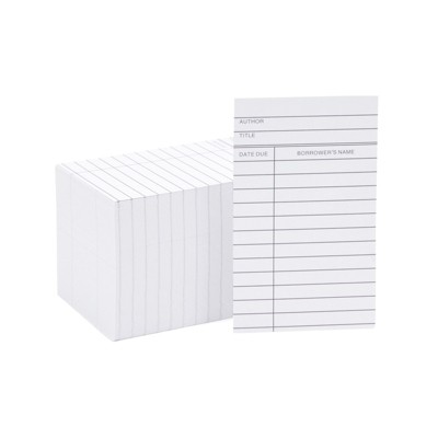 The Library Store Library Book Cards with Date Due and Borrow's Name Box of  500