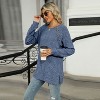 Coolmee Womens Sweaters Fall Winter Crewneck Long Sleeve Shirts Fall Outfits Fashion Clothing Side Slit Shirt with Button - 3 of 4
