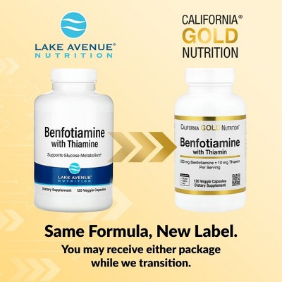 California Gold Nutrition Benfotiamine with Thiamine, 250 mg, 120 Veggie Capsules