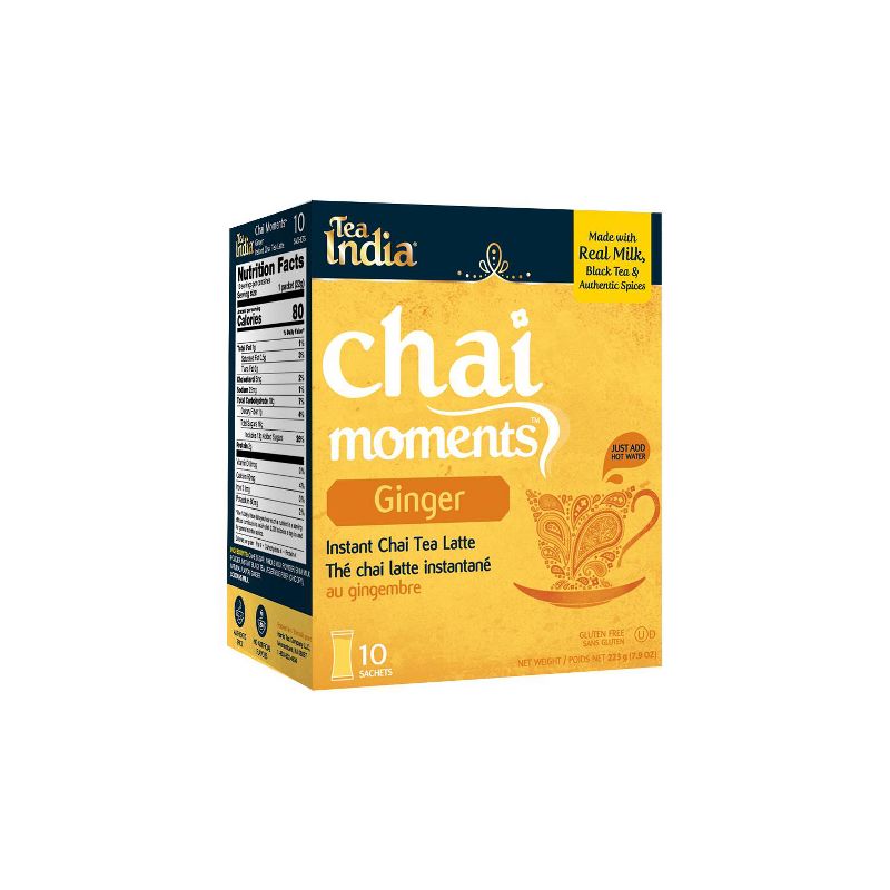 Tea India Chai Moments Ginger Chai Tea Instant Latte Mix 10 Sachets Pack of 6, 5 of 6