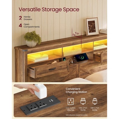 VASAGLE King Bed Frame with Storage Headboard - Thumbnail 5