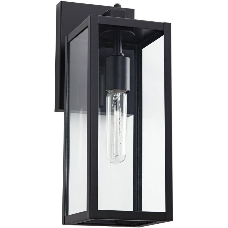 John Timberland Titan Modern Outdoor Wall Light Fixture Mystic Black Dusk to Dawn 14" Clear Glass for Post Exterior Barn Deck House Porch Yard Patio, 1 of 9