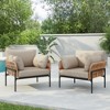 TiramisuBest 36" Iron Lounge Chair with Cushions,Beige & Light Wood, Waterproof,Modern Natural Living Spaces - 3 of 4