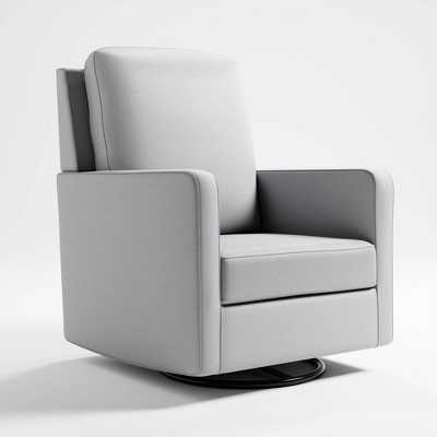 Fog Gray Upholstered Swivel Glider with Arm Rest