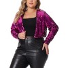 Agnes Orinda Women's Plus Size Sequin Party Open Front Long Sleeve Crop Cardigans - 2 of 4