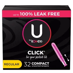 U by Kotex Click Compact Unscented Tampons - Regular - 32ct