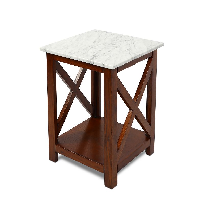 The Bianco Collection Agatha 15" Square Italian Carrara White Marble Side Table, 2 of 8