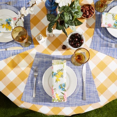 Blue Tweed Vinyl Wedge Table Placemat Set of 6