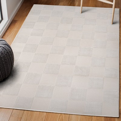 Thea 8' x 10' White/Cream Geometric Synthetic Area Rug