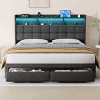 Dolonm King LED Bed Frame with Upholstered Headboard, 2 Drawers & Charging Station - Dark Gray, No Box Spring Needed, Easy Assembly - 3 of 4