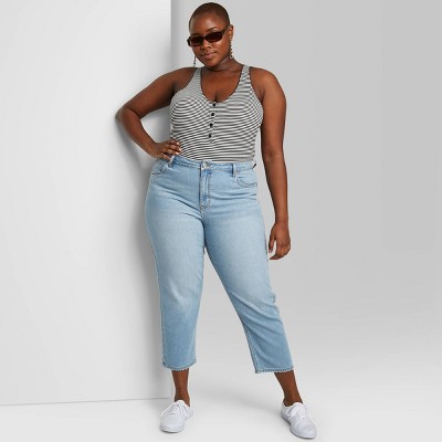 plus size high waisted straight leg jeans