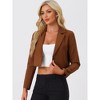 Allegra K Women's Long Sleeve Open Front Notched Lapel Business Cropped Blazers - 2 of 4