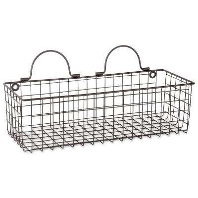 Vintage Bronze Wire Wall Baskets, Set of 2, Rectangular