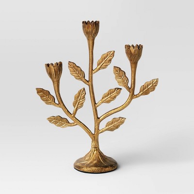 Gold Metal Botanical Candelabra - Threshold™
