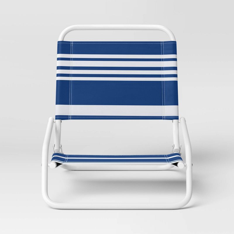 Recycled Fabric Sand Outdoor Portable Beach Chair Navy Stripe - Sun Squad&#8482;, 2 of 6
