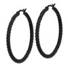 Chisel Stainless Steel Polished Black IP-plated Diamond Cut Hoop Earrings - 3 of 4