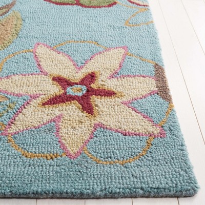 Blossom Blue Floral Hand-Tufted Wool Area Rug, 3' x 5'