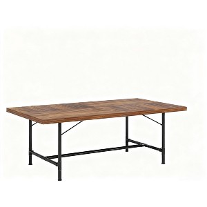 Gulches Industrial Vintage Series Industrial Rustic Brown & Black Superior MDF 70 in Black Metal Frame Base Dining Table Seats 6-8 - 1 of 4