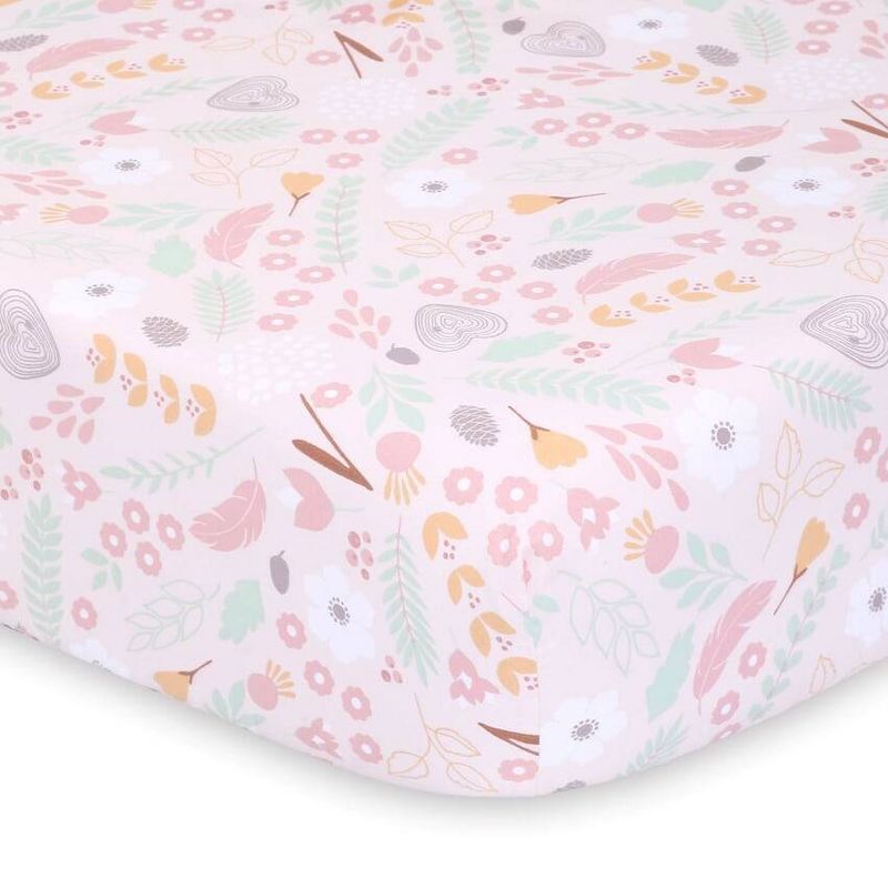 The Peanutshell Fitted Crib Sheets - Woodland Animals and Pink Whimsy - 2pk, 3 of 8