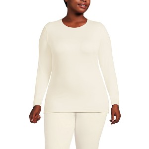 Lands' End Women's Baselayer Cozy Thermaskin Crewneck Top - 1 of 3