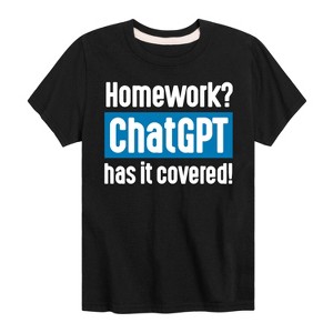 Boys' - Instant Message - Homework ChatGTP Has It Covered Short Sleeve Graphic T-Shirt - 1 of 4