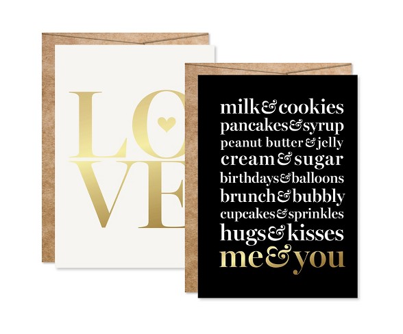 2ct Inklings Paperie&#174; Me&You Gold Foil Art Cards
