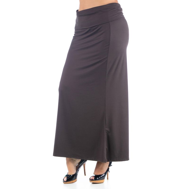 24seven Comfort Apparel  Comfortable Plus Size Foldover Maxi Skirt, 2 of 5