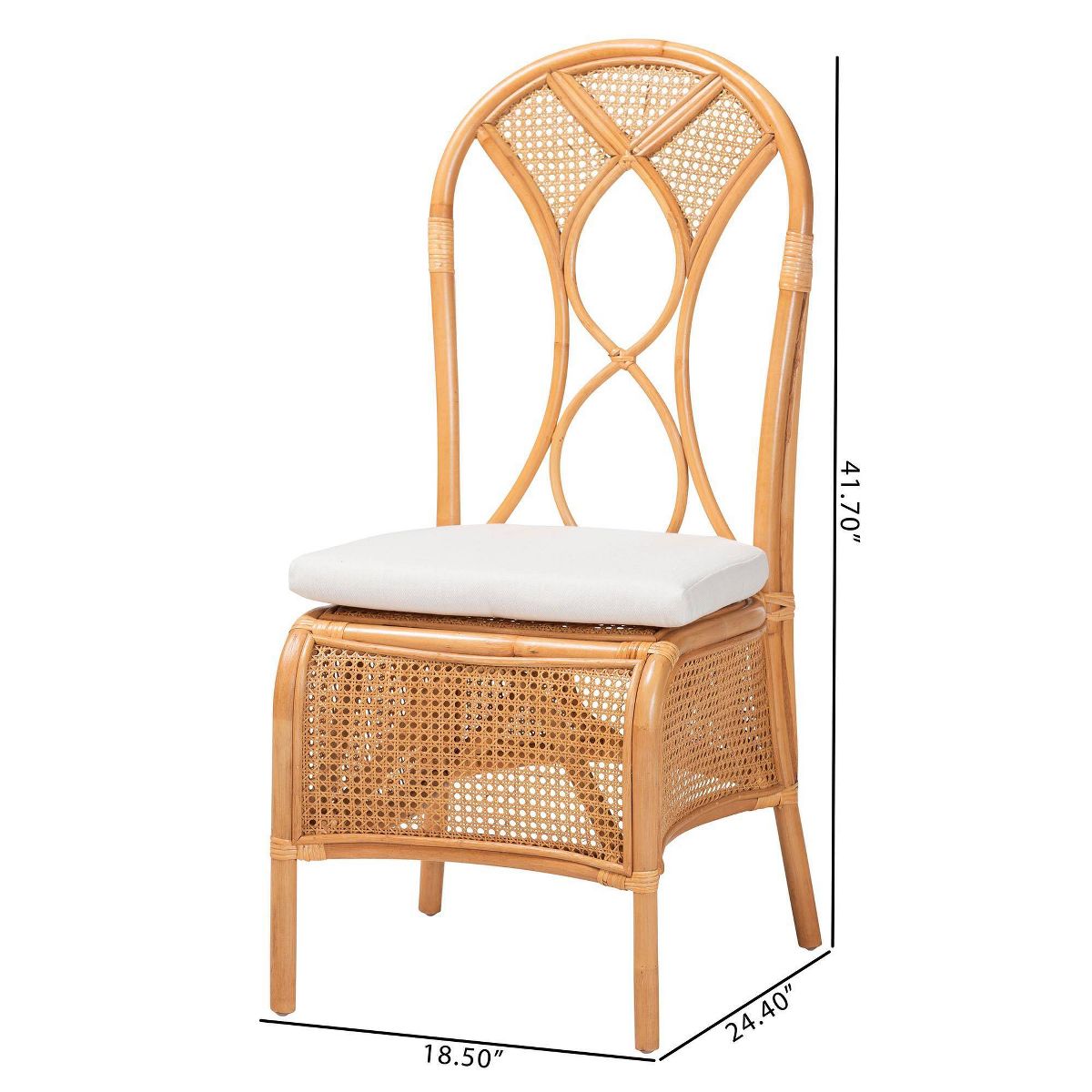 bali & pari Elsa Natural Rattan Dining Chair Light Honey - thumbnail 7