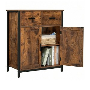 USIKEY Storage Cabinet, Industrial Floor Cabinet with 2 Drawers & Doors, Freestanding Storage Cabinet with Shelf, for Living Room, Bedroom, Kitchen - 1 of 4