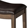 HomeRoots 31" Brown Faux Leather and Solid Wood Backless Bar Height Bar Chair - 4 of 4