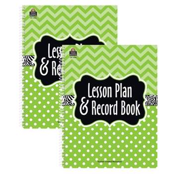 Teacher Created Resources® Lime Chevrons and Dots Lesson Plan & Record Book, Pack of 2