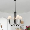 PAKOKULA 4-Light Matte Black Sputnik Chandelier with White Fabric Shade for Living Room Bedroom - 2 of 4