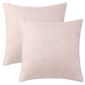 Unique Bargains Corduroy Modern Solid Striped Couch Sofa Home Decorative Pillow Covers 2 Pcs - 1 of 4