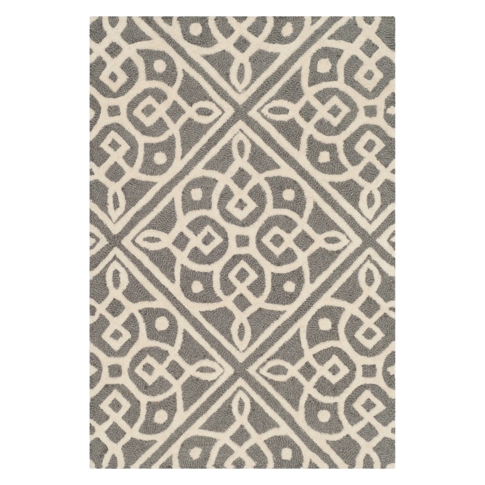 2'x3' Loretta Medallion Tufted Accent Rug Dark Gray/Ivory - Safavieh